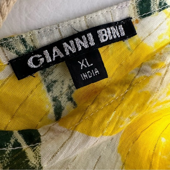 GIANNI BINI Lemon Print Cover-Up TUNIC with Tassels SIZE XL - Picture 4 of 7